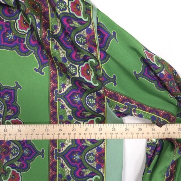 ZARA Green Floral Printed Long Button Shirt Blouse MEDIUM 8745/279 Slit Paisley - Picture 6 of 14